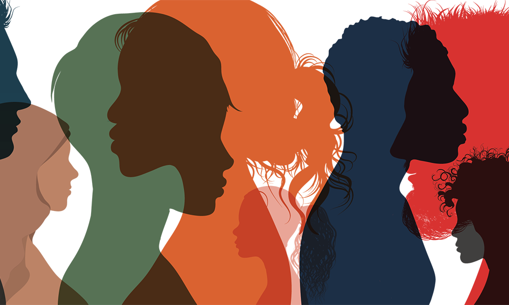 People silhouettes in variety of colors