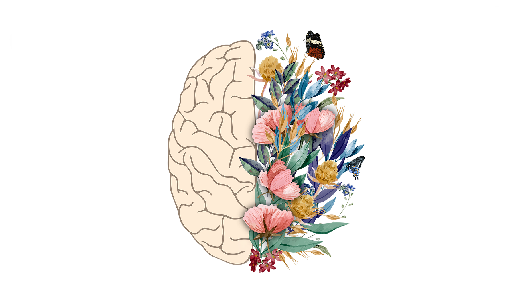 Brain and flowers illustration